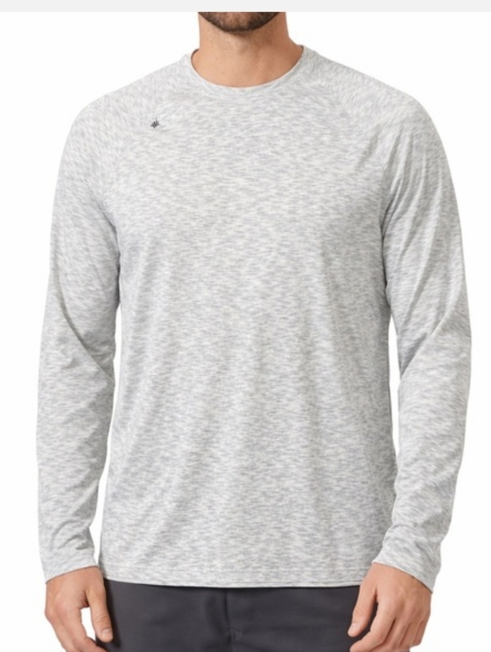 RHONE Men's Heather Light Gray Long-Sleeve Crew XL Activewear Perfomance